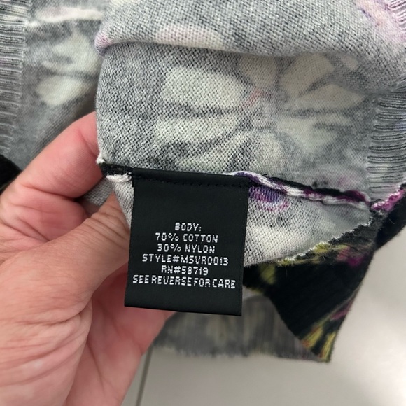 Elementz Cardigan Sweater Women’s Medium Purple Floral Grandma Librarian - Picture 4 of 7